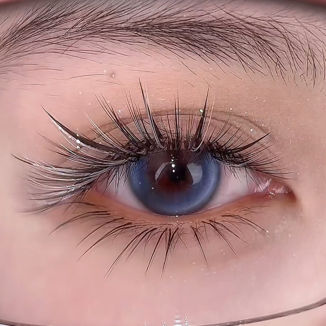 Colored lash extensions close-up